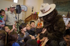 Once the presentation came to a close, children were encouraged to get a little on-on-one time with the icon of wildfire prevention, Smokey Bear.