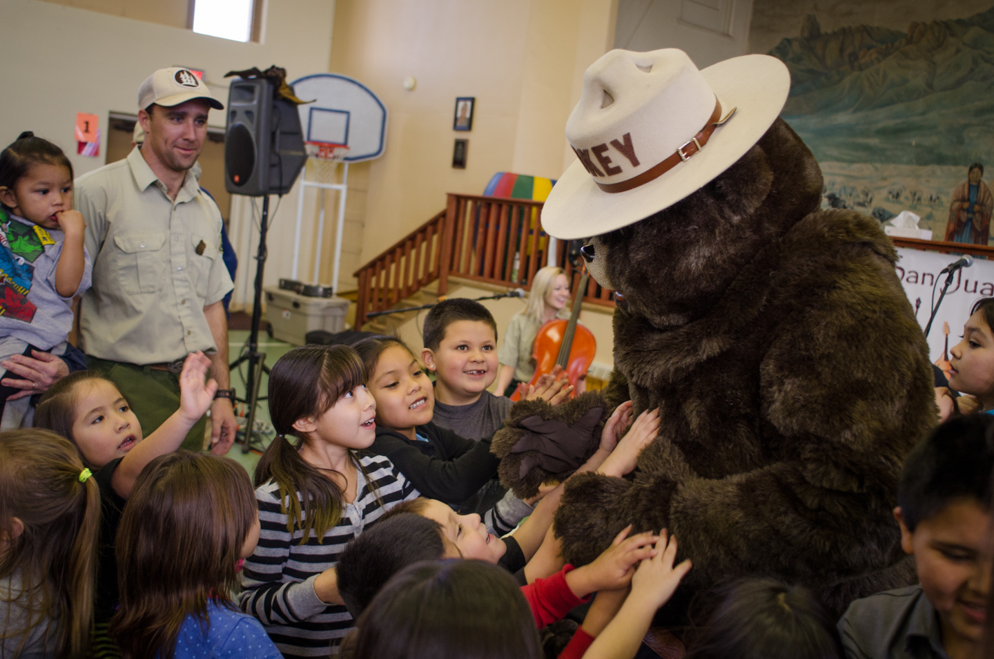 Once the presentation came to a close, children were encouraged to get a little on-on-one time with the icon of wildfire prevention, Smokey Bear