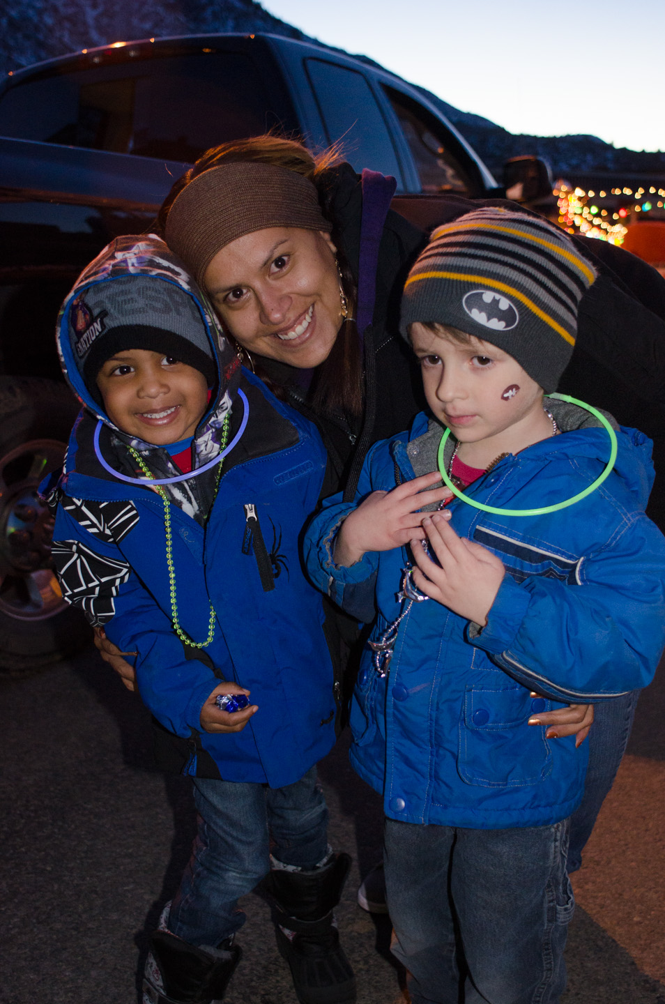 Mary Monte entertains her son, Payton, and Grant Ward on the MIS float.