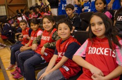 Boys and girls of various ages were decked out Friday, Feb. 8 in their teams’ respective jerseys, which sported the names of well-known pro teams, during opening ceremonies for the SunUte Community Center’s youth basketball league.