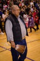 Thumbnail image of Southern Ute tribal elder Elwood Kent makes his way to the drum to perform a traditional blessing following the formal announcement of teams.