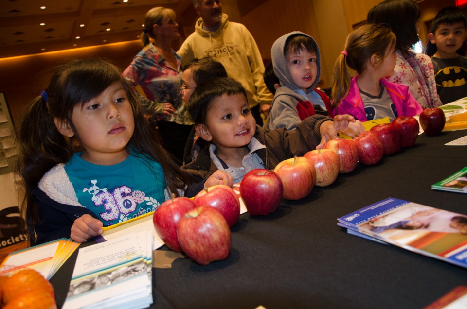 Healthy snacks were one of the incentives for young visitors.