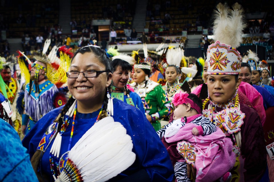 Kelsie Monroe sports a smile for the 39th annual Denver March Powwow
