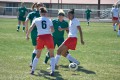 Thumbnail image of Ignacio's Amya Bison (14) and Tristan Boone (6) try shielding the ball