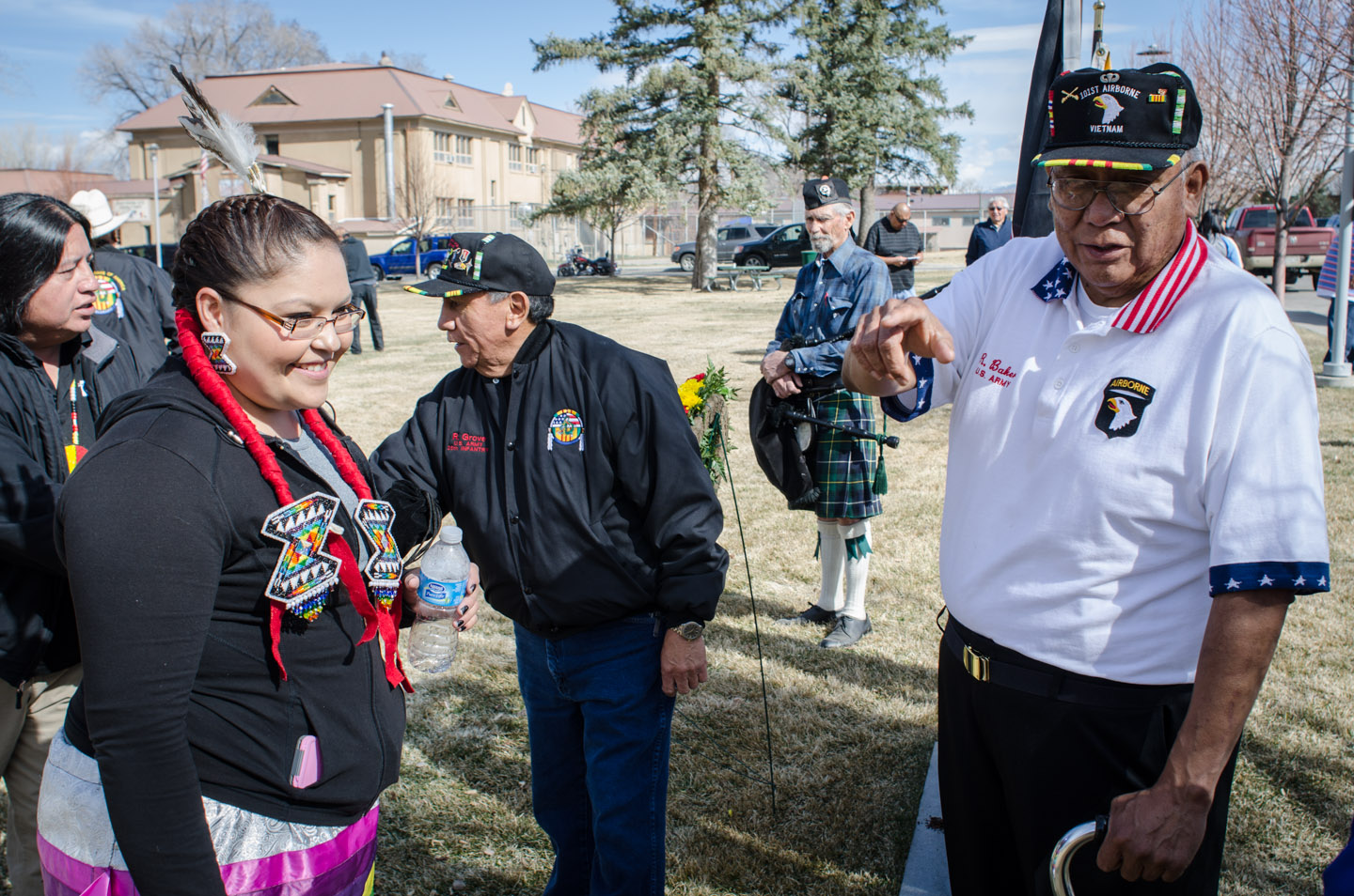 Southern Ute tribal member Ronnie Baker greets attendees following the event.