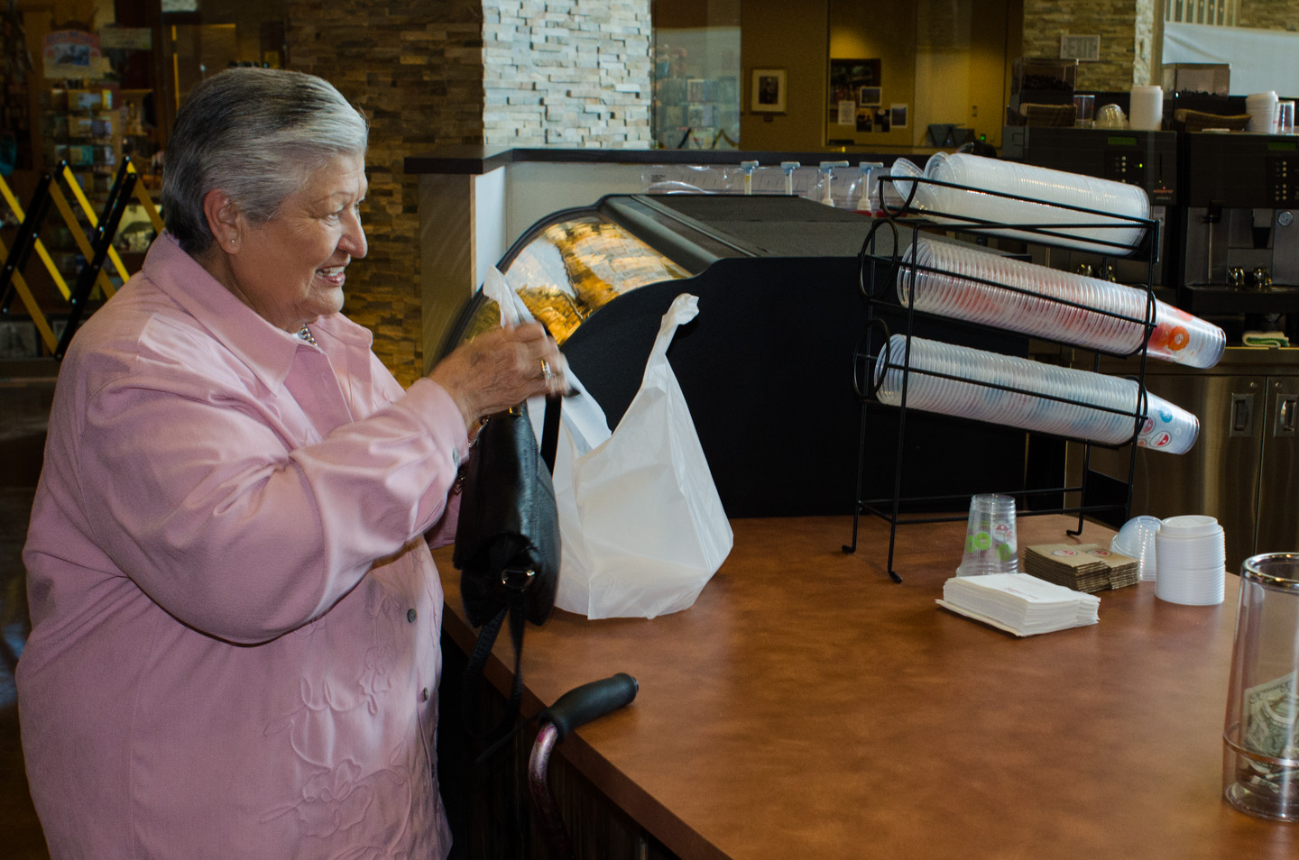 Southern Ute tribal elder, Dell Soloman makes a stop at the recently re-opened Cafe & Bistro.