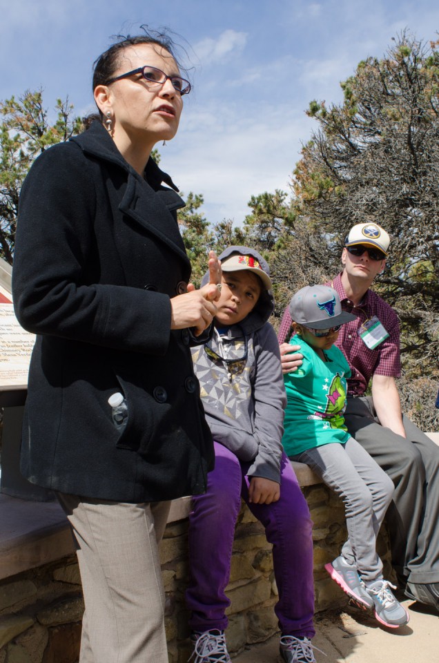 Jodi Gillette, Obama’s senior policy advisor for Native American affairs and a member of the Standing Rock Sioux Tribe, gave opening remarks before young students and visiting dignitaries on Wednesday, May 1 at the recently designated Chimney Rock National Monument.