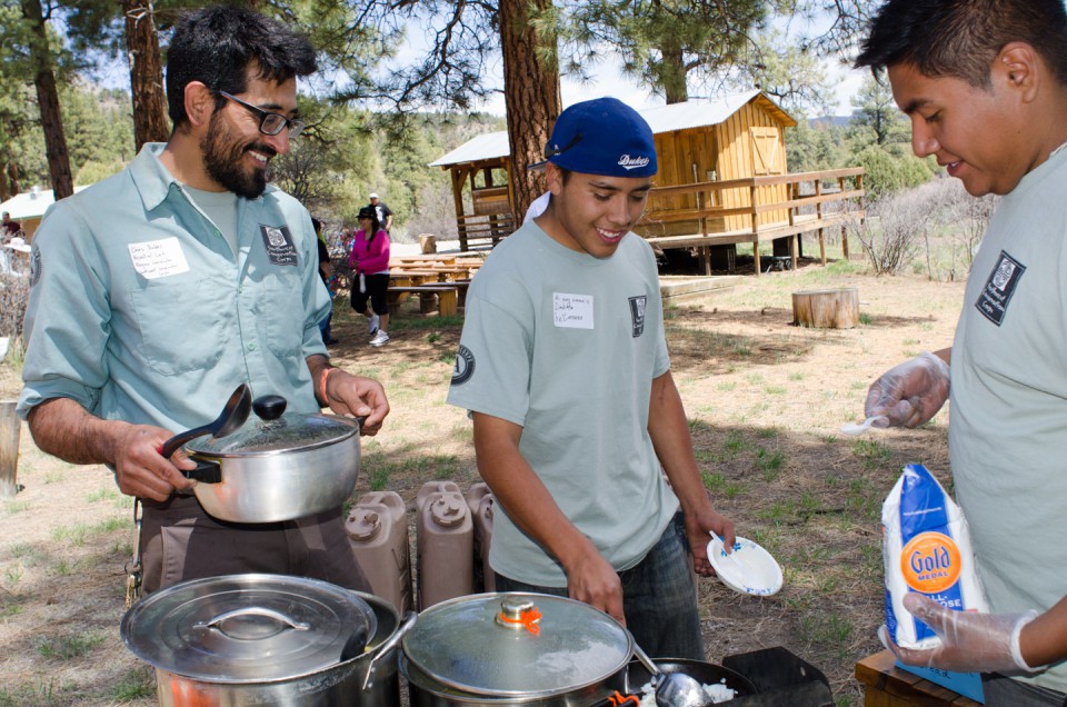 Following the tour, Southwest Conservation Corps representatives prepared a traditional Native American meal of stew and oven bread for lunch