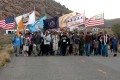 Thumbnail image of The U.S. flags bookend the different flags of the Ute and the Dine tribes