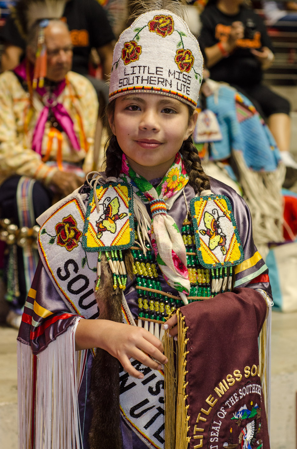 Little Miss Southern Ute Yllana Howe pauses for a portrait.