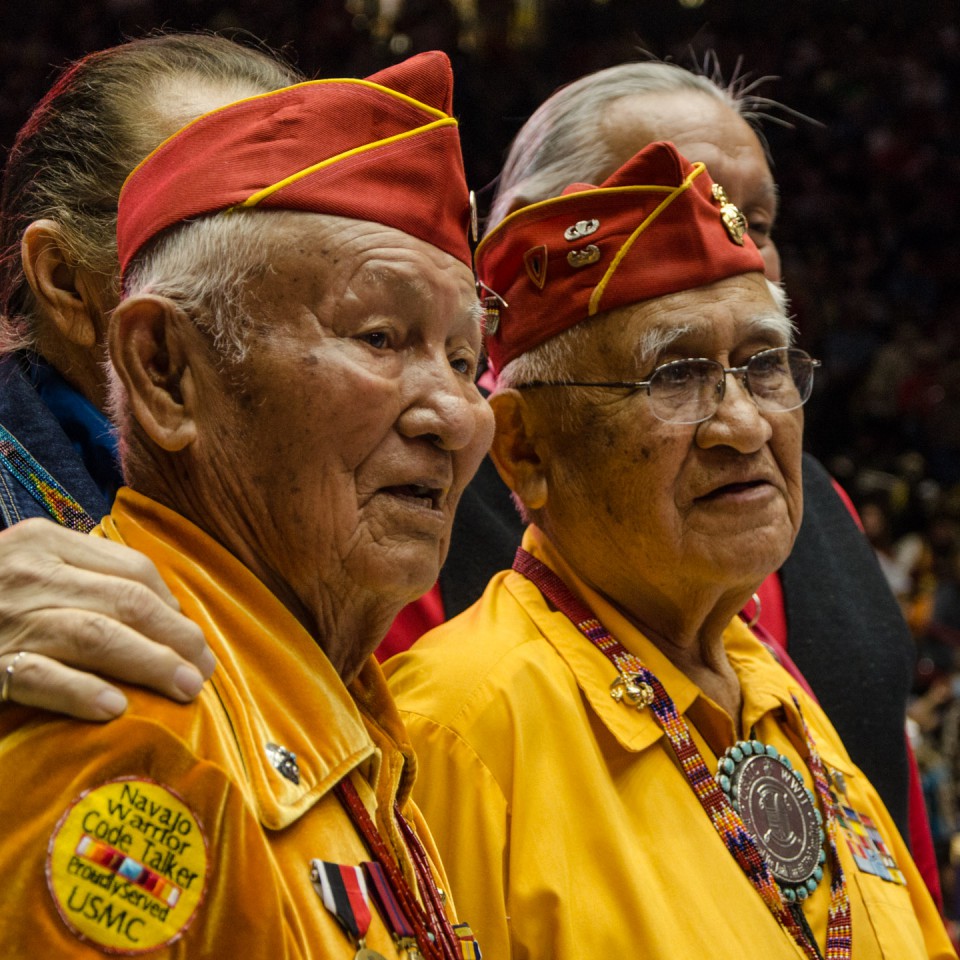 Honored at the powwow were several Navajo code talkers, veterans of World War II.