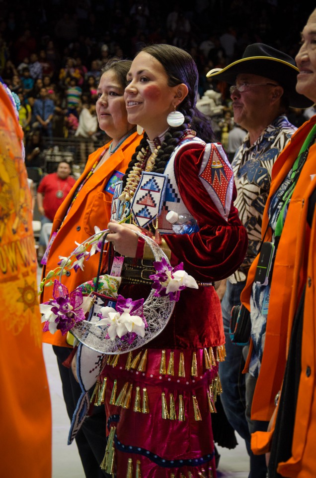 Jessa Rae Growing Thunder passes on her title as Miss Indian World at this year's powwow.