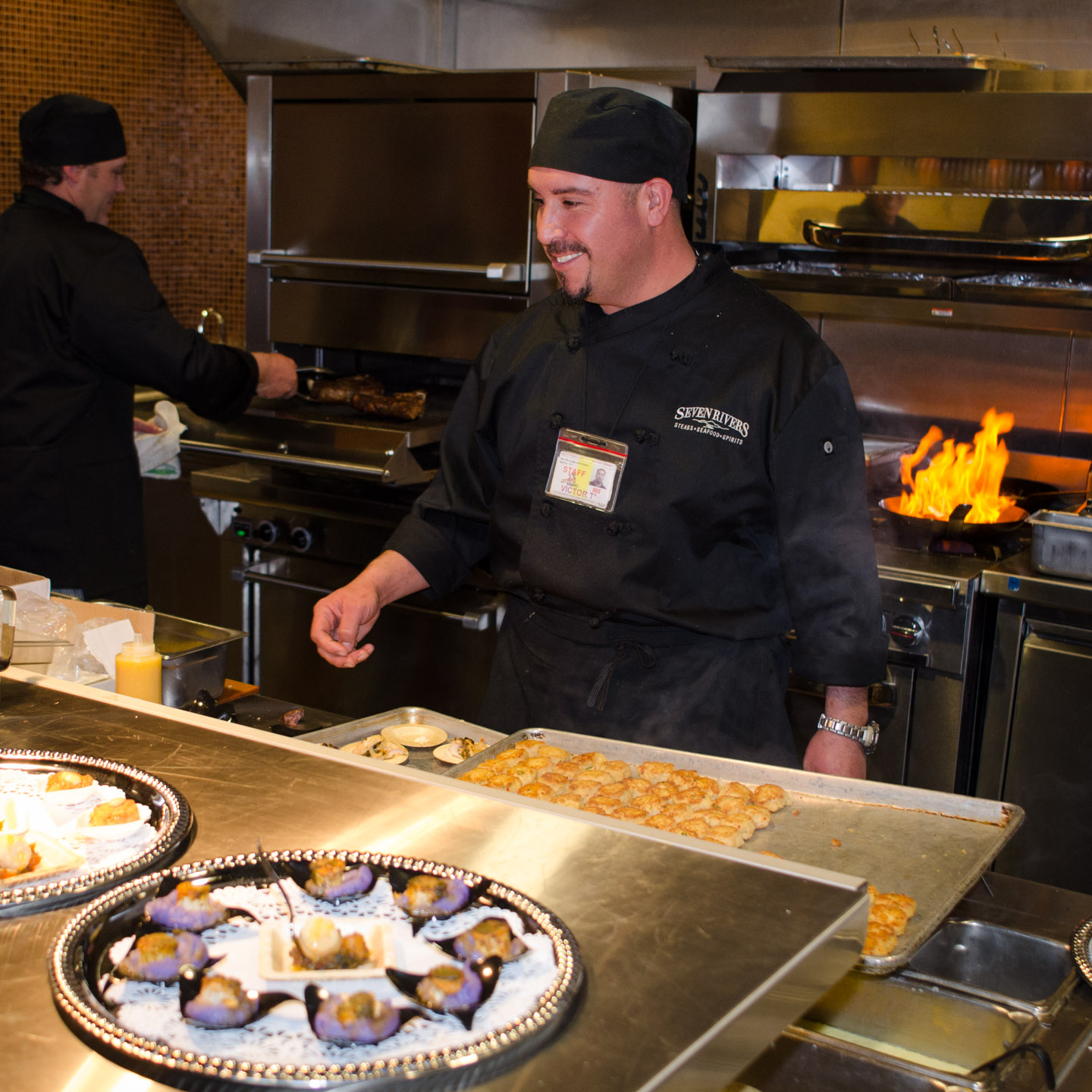 Food preparation was in full swing during the restaurant's debut.