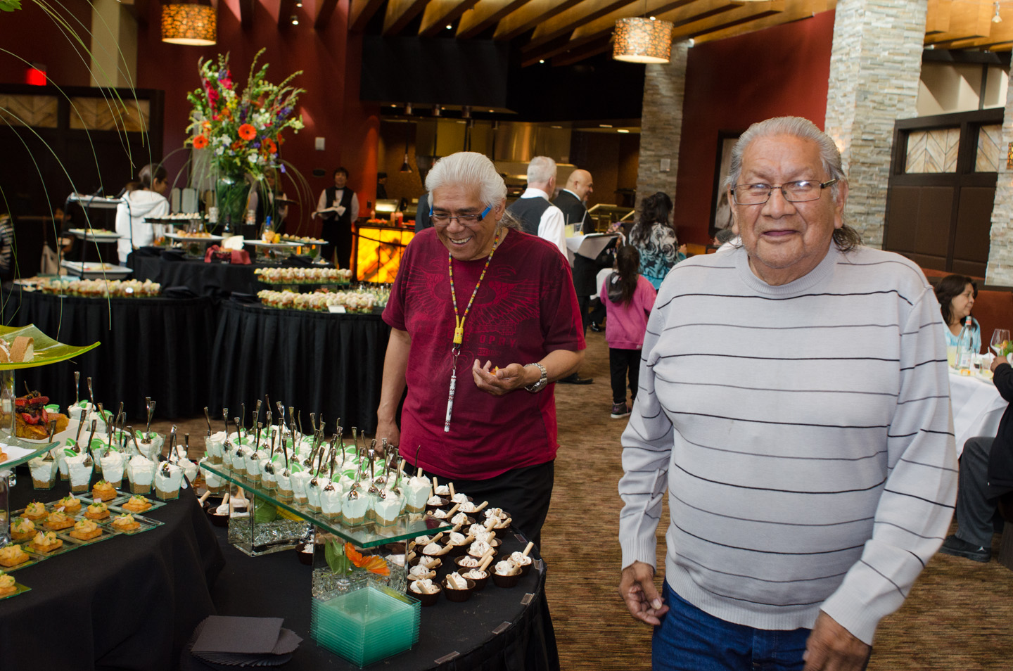 Southern Ute tribal members Eddie Box Jr. and Bennett Thompson enjoyed themselves during the tasting.
