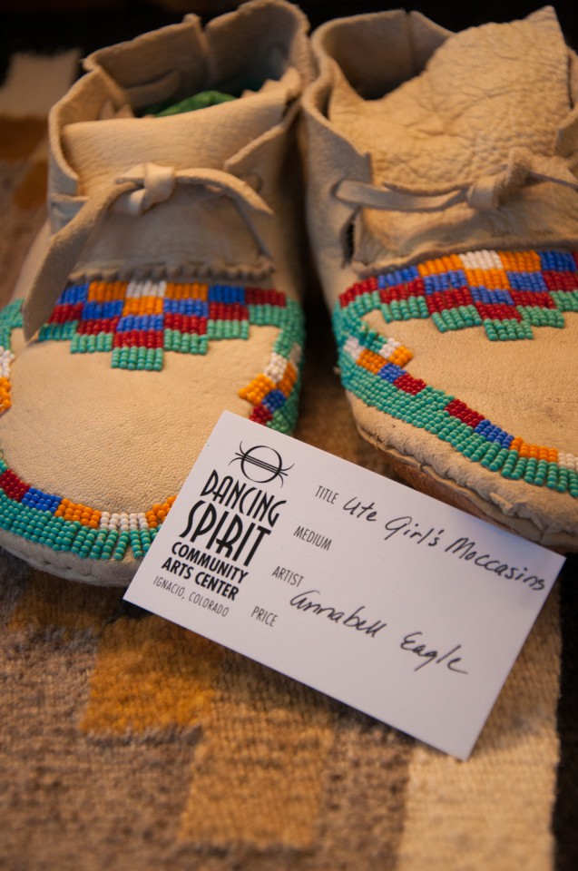 A pair of beaded moccasins were among the artwork on display.
