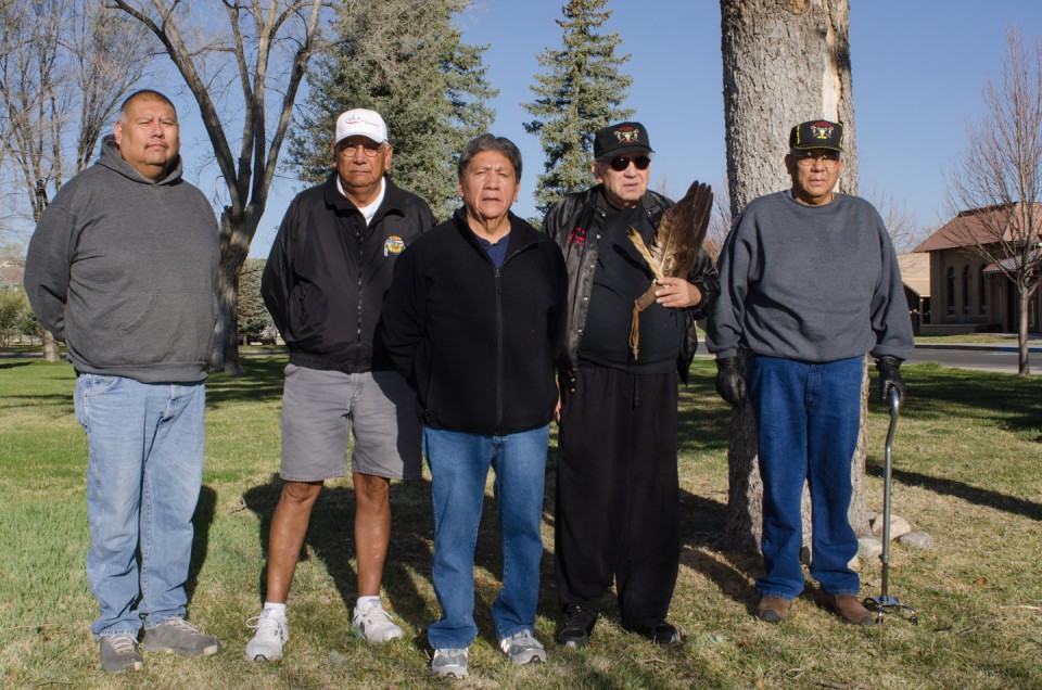 Members of the Southern Ute Veterans Association gave the tree a blessing in the traditional way before the felling took place. Larry Tucker gave the blessing, referencing the direction of the sun as it sets to the west and rises to the east.