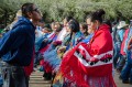 Thumbnail image of Filling the Bear Dance Corral, couples line dance in a synchronized rhythm, accentuated by the colorful fringes adorning the women’s traditional shawls.