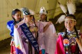 Thumbnail image of Ignacio girls stand together in friendship and solidarity as they ready themselves for the grand entry (left to right): Monica Lucero, Avaleena Nanaeto, Yllana Howe and KennaLeigh Teagues.