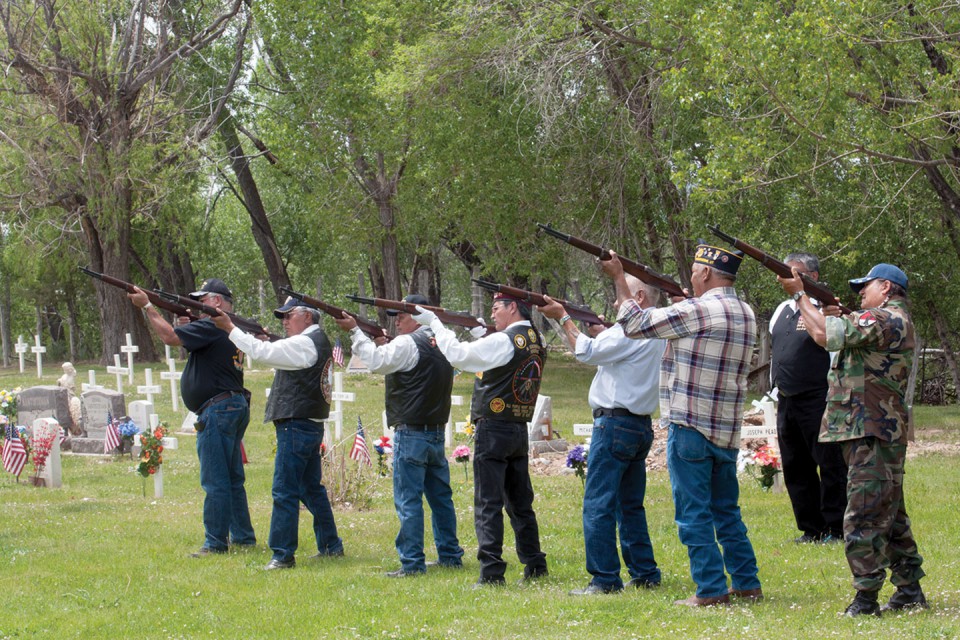 Veterans gave a 21-gun salute