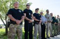 Thumbnail image of Members of the Southern Ute law enforcement community stand at attention during a recognition ceremony on Wednesday, May 15 outside the Southern Ute Tribal Court. The ceremony was initiated by Southern Ute Chairman Jimmy R. Newton Jr. and supported by the Southern Ute Indian Tribal Council.