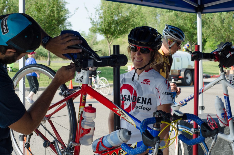 Some cyclists took advantage of expert tune-ups before hitting the pavement again.
