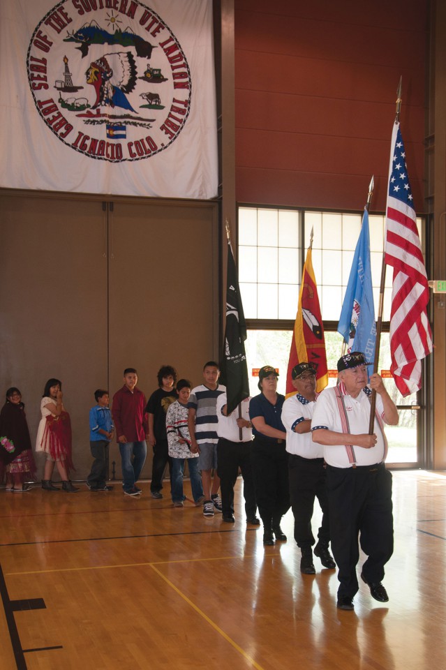 Southern Ute Veterans Association members carried the colors