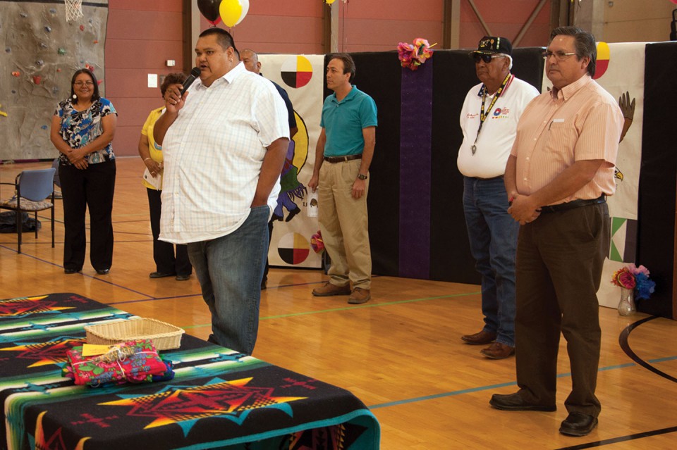 Southern Ute Tribal Chairman Jimmy R. Newton Jr. welcomes relatives and loved ones