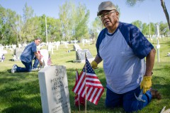 On Friday, May 24, Southern Ute veterans Ronnie Baker and Rod Grove set out to practice a longstanding tradition — one they have upheld since the early 1990s — of decorating the gravesites of Southern Ute veterans with American flags. The flags are left in place through the Memorial Day weekend, showing gratitude for those who served.