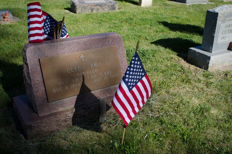 Evoking honor while adding a splash of color to the Ouray Memorial Cemetery, the gravesites of Southern Ute veterans are individually marked with crisp American flags each year by Southern Ute Veterans Association members Rod Grove and Ronnie Baker.