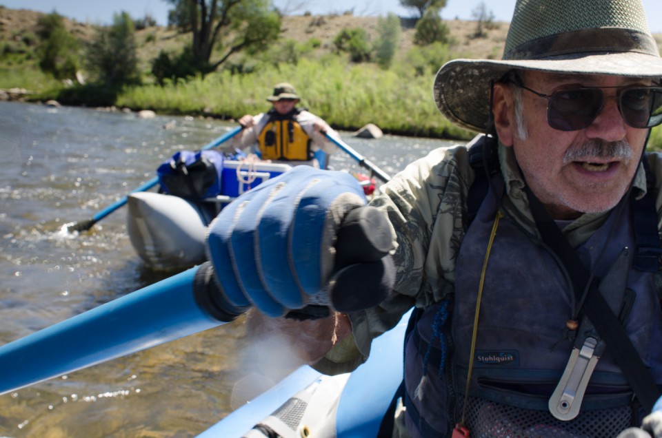 Working together, senior water quality specialists Pete Nylander and Kirk Lashmett make periodic trips down the Animas River to monitor water quality.
