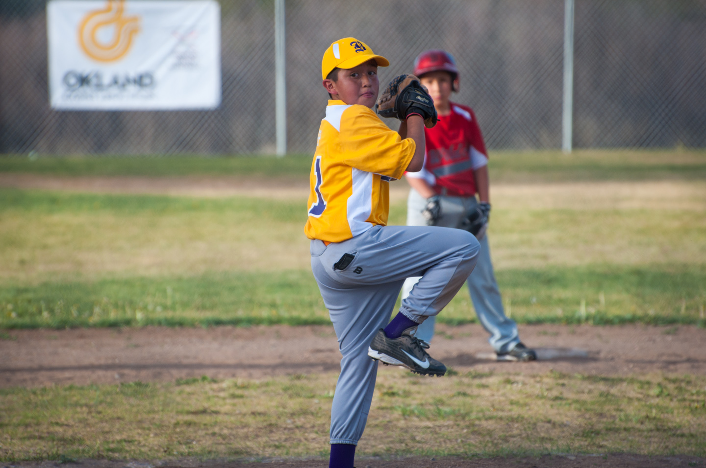 Bayfield pitcher Gabriel Tucson winds up during a youth baseball game