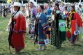 Thumbnail image of Brianna Goodtracks-Alires (No. 381) dances with others during a grand entry.
