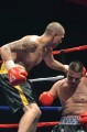 Thumbnail image of Cortez, Colo., super middleweight Zamir Young zeroes in on opponent Grant John during Bout 4 of 