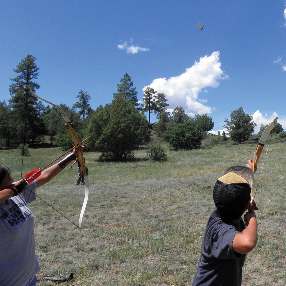 The Southern Ute Drum Youth archers test skills
