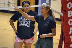 Ignacio volleyball JV coach Melanie Seibel gestures to prospective players during preseason practice inside IHS Gymnasium. She'll be one of two new assistants on skipper Thad Cano's bench in 2013.