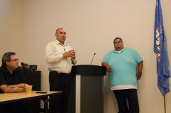 Ray Coriz (center) introduces himself during a welcome event on Tuesday, Aug. 13. 