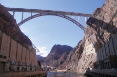 The view from the base of the Hoover Dam near Las Vegas, NV.