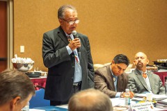 Southern Ute Chairman Clement J. Frost updates Ute Mountain and state officials on recent concerns of the Southern Ute Indian Tribe at the CCIA meeting held at the Ute Mountain Casino in Towaoc, Colo., Friday June 20. 