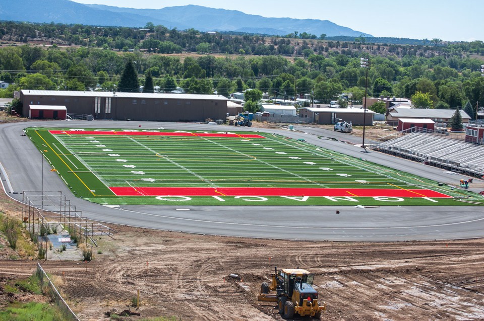 The new track and football field