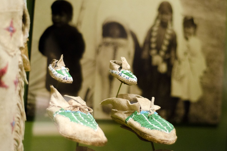 Moccasins are on display