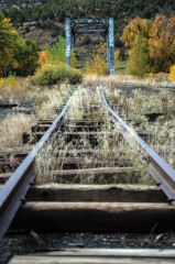Deserted tracks of the Denver and Rio Grande Railroad lay on Southern Ute private land in Pagosa Junction. There are plans to make the route that follows the old railroad between Chama, NM and Durango, Colo. a scenic and historic byway. 