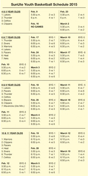Youth Basketball schedule