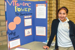 Jazmin Carmenoros stands by her science fair board ‘Vitamin C Power’. She was one of hundreds of kids who attended the Regional Science Fair held at the La Plata County Fair Grounds Thursday, March 5.