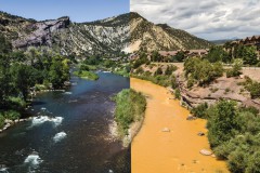 The Animas River, before and after the 2015 Gold King Mine spill, an environmental disaster that caught the attention of media across the nation. 
