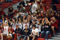 Ignacio fans get the 'spirit fingers' up and active while wishing a Bobcat the best of luck at the free-throw line at the Class 2A State Championships held inside CSU-Pueblo's Massari Arena.
