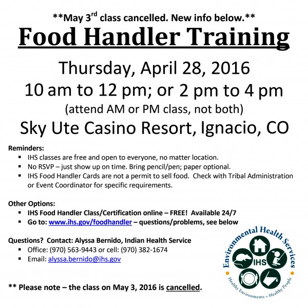 IHS Food Handler Training The Southern Ute Drum