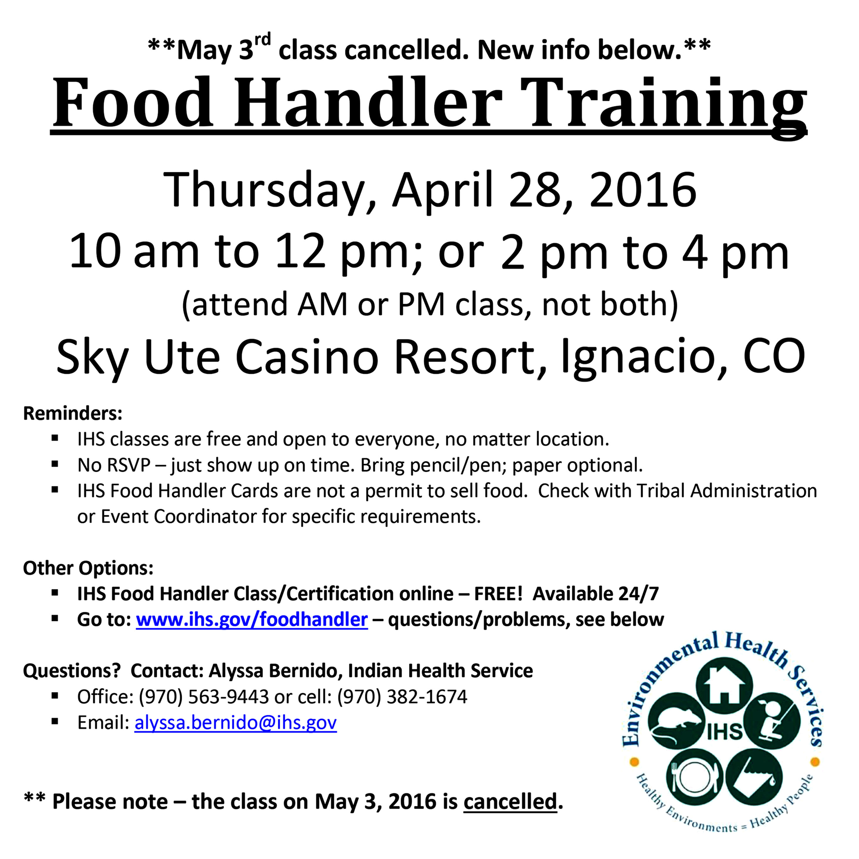 The Southern Ute Drum Ihs Food Handler Training