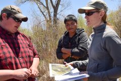 Pete Nylander, EPD senior water quality specialist, and Francis Cloud speak with Joanna Lemly from the Colorado National Heritage Program about locating wetlands.