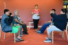 Students who attended the Ute Language class on June 16 at the Southern Ute Museum and Cultural Center were taught how to play Hand Game by tribal elder, Lynda Grove-D’Wolf. 