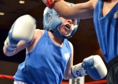 Seen debuting on the 2012 'March Mayhem' card inside Sky Ute Casino Resort Events Center, Mike Archuleta (then ten years old) attempts to move in after slipping his opponent's punch. Now 14, Archuleta recently resumed his amateur career, fighting for the fledgling local Ring of Champions Boxing Club at an event up in Denver.